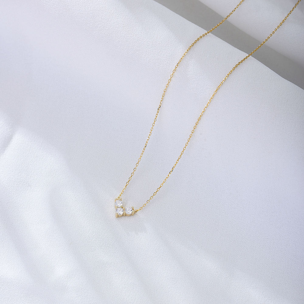 Zircon Love Sterling Silver Necklace Sense Cute Sweet