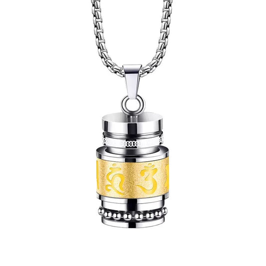 Planderful Shurangama Mantra Necklace Men Stainless Steel Pendant Sacred Mantra For Protection And Focus