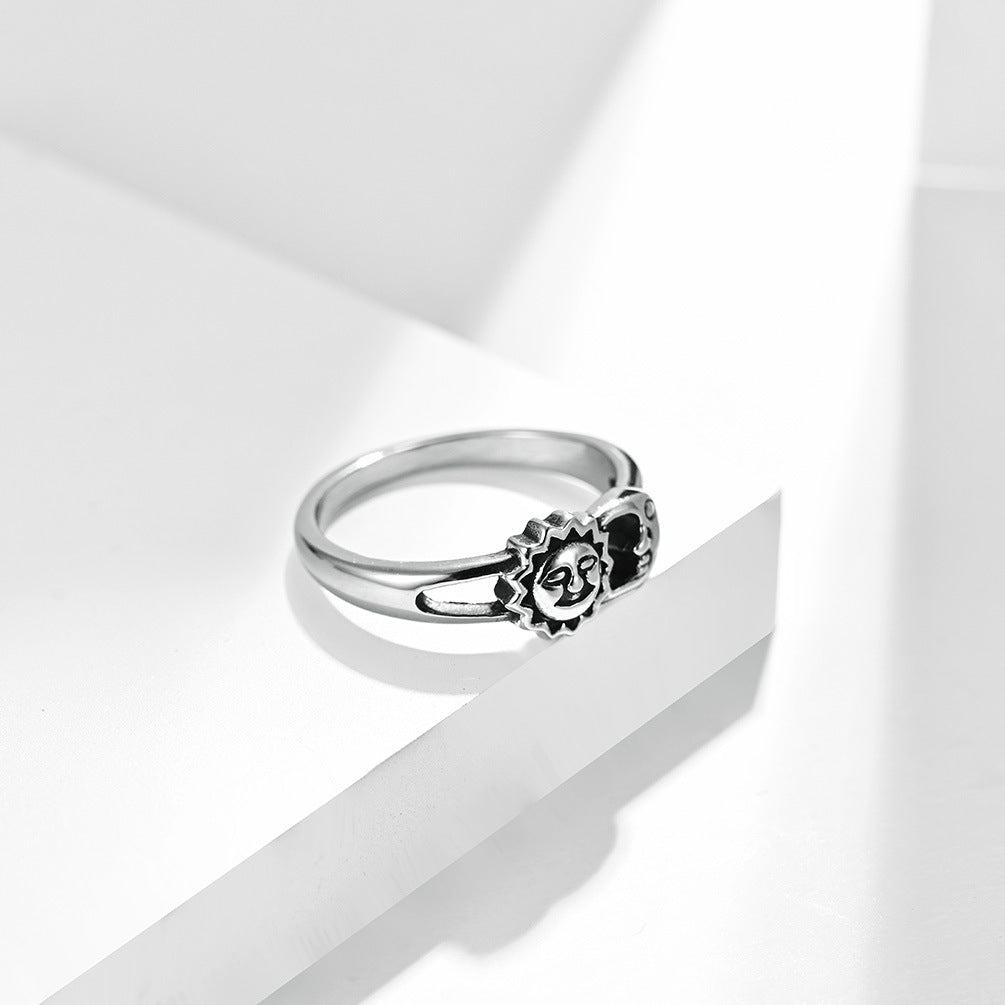 Smile Face Sun Moon Wedding Proposal Engagement Memorial Ring