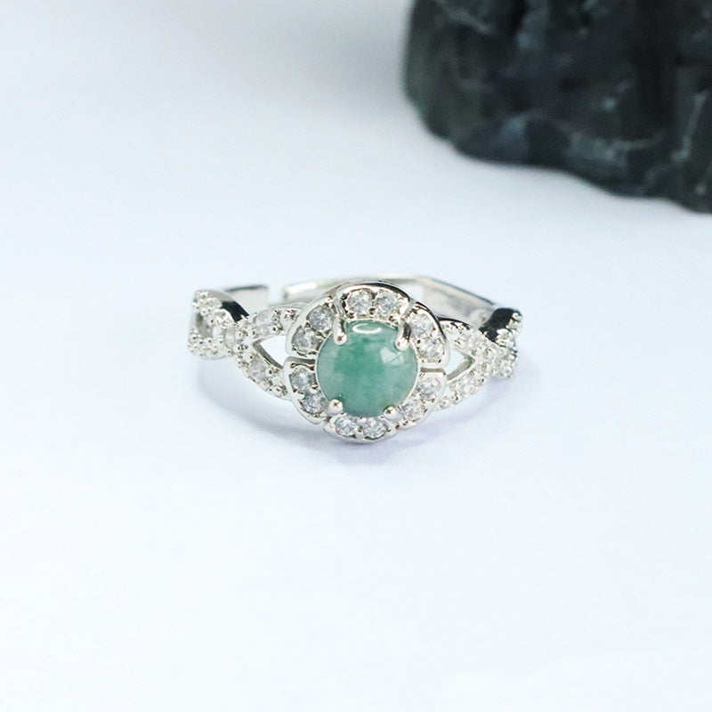 Blue-Water Jadeite Twin Motif Ring