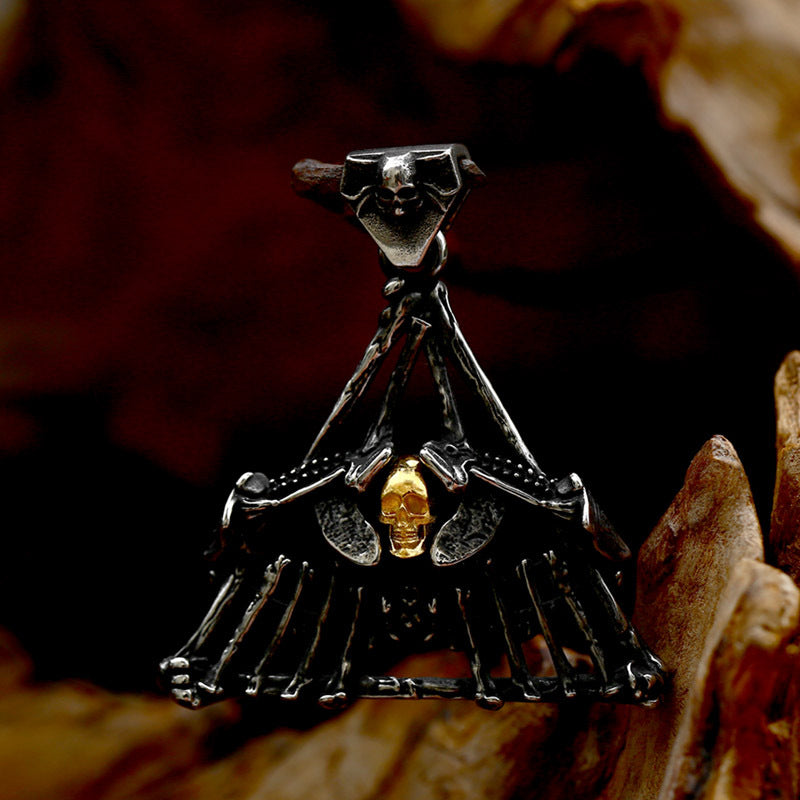 Men's Punk Style Titanium Steel Skull Pendant Necklace - Cross-Border Vintage Hip Hop Jewelry