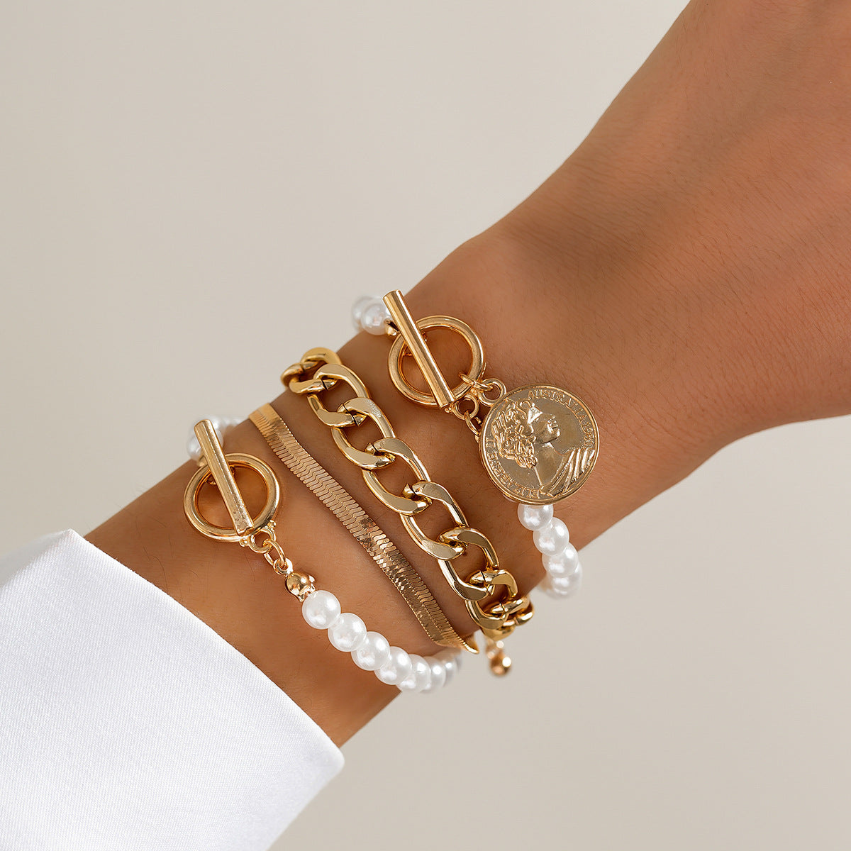 Planderful Faux Pearl Stack Bracelet Set Vienna Verve For Women Elegant Tassel Beaded Statement Jewelry