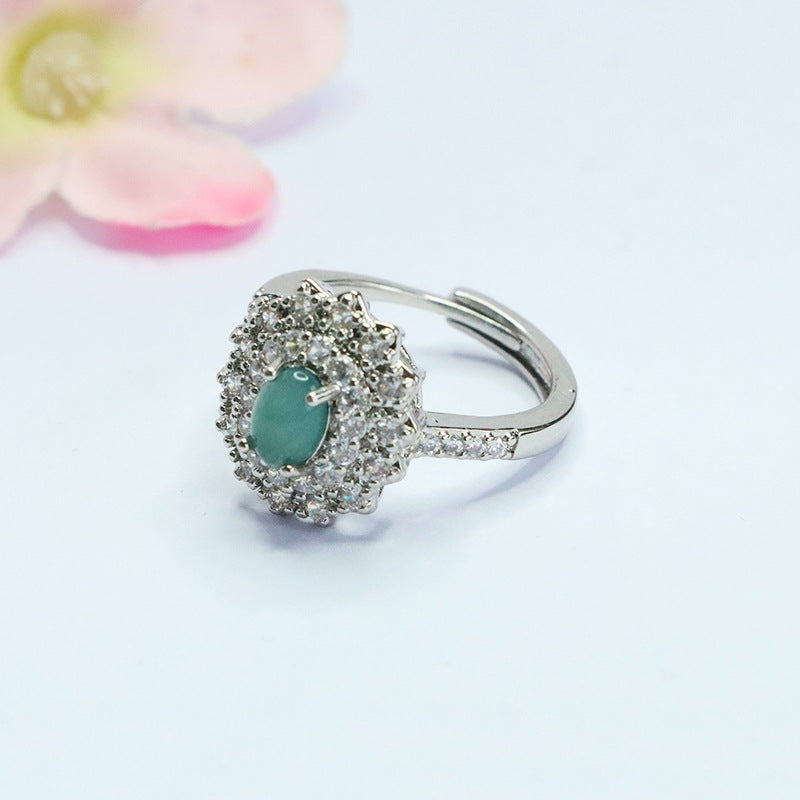 Blue-Water Jadeite Woven Light Ring