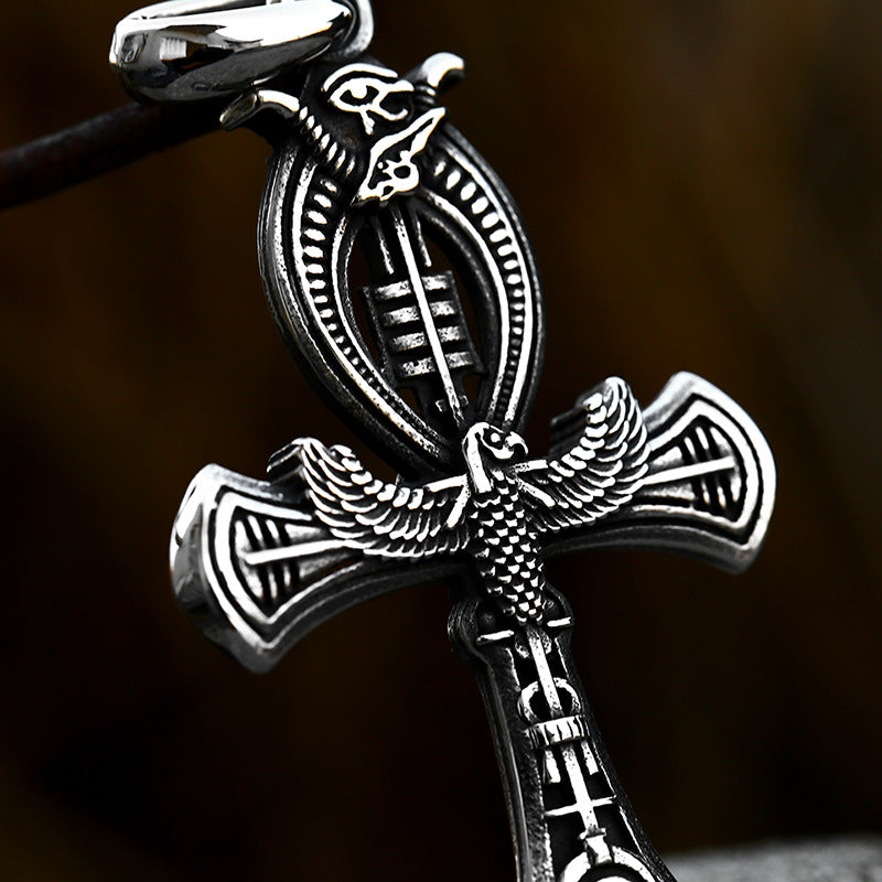 Egyptian Style Cross Titanium Steel Pendant – Stainless Steel Casting Necklace