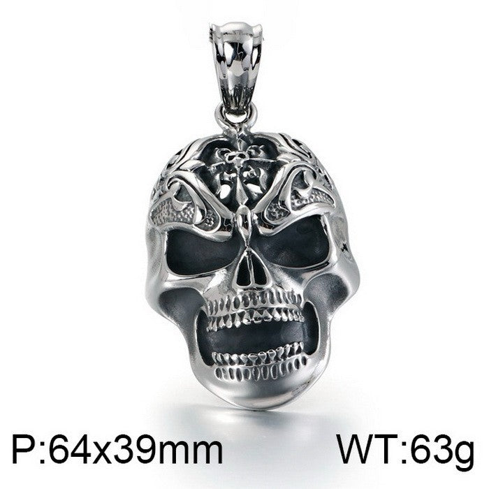 Extravagant Skull Mask Pendant - Vintage Zircon-Set Titanium Steel Ghost Head Necklace for Men
