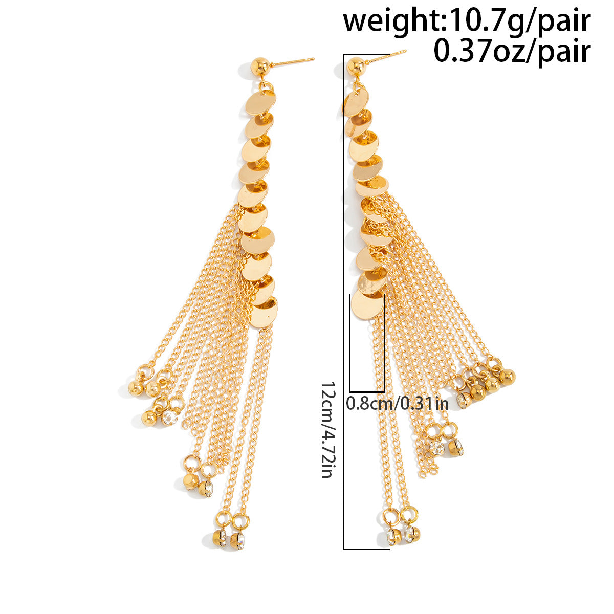 Planderful Statement Earrings Sequined Disc Fringe Rhinestone Shine For Women Bold Shimmering Rhinestones