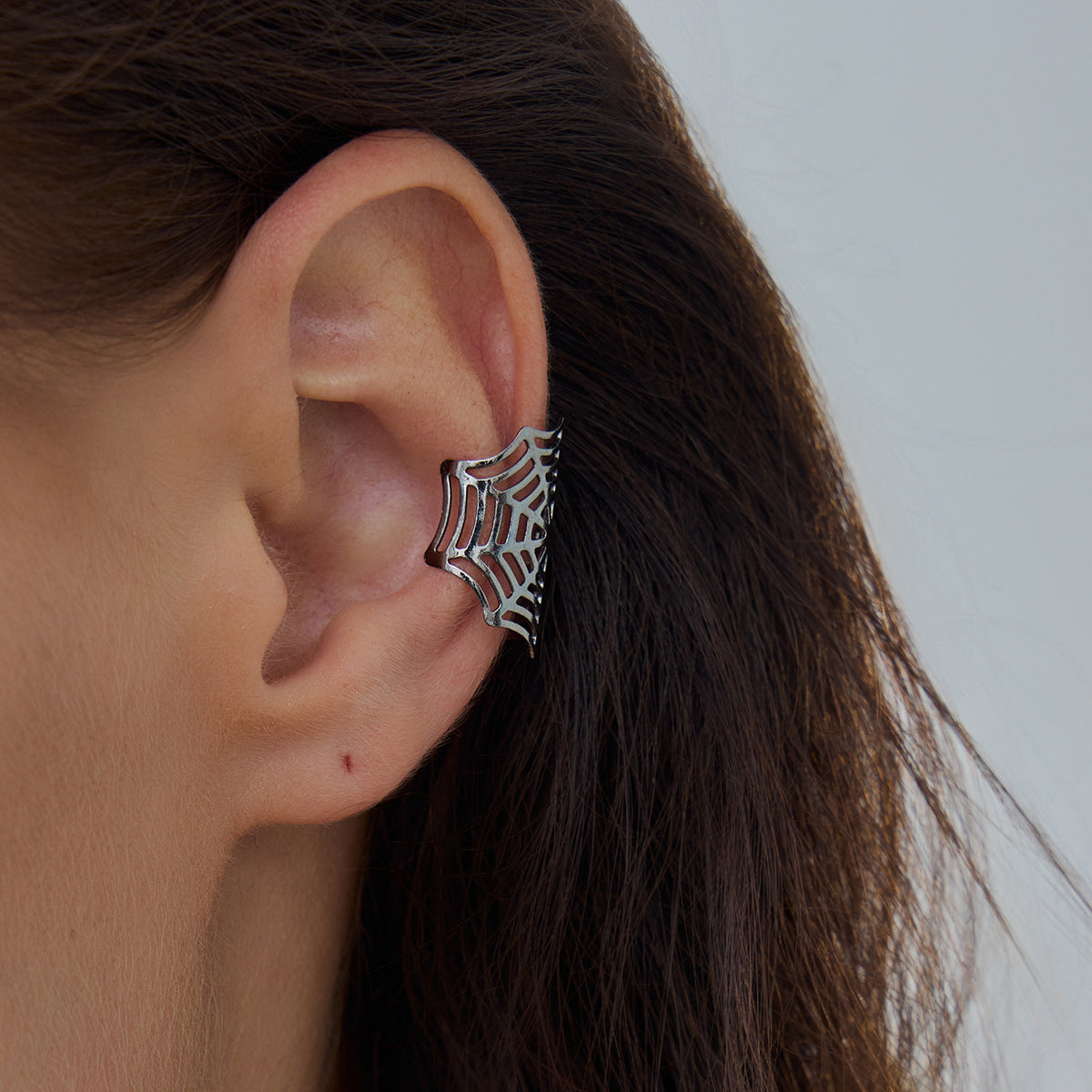 Gothic Ear Clip Earrings Bone Clip By Planderful Vienna Verve Halloween Spider Web Punk Jewelry For Alternative Fashion