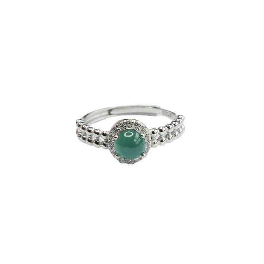 Sterling Silver Jade Ring with Adjustable Diameter