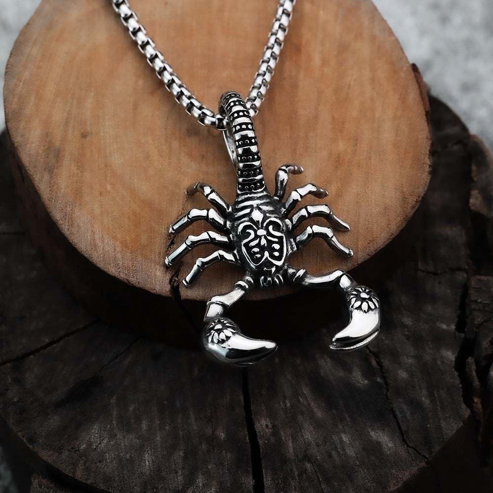Vintage Scorpion Stainless Steel Men's Pendant Necklace