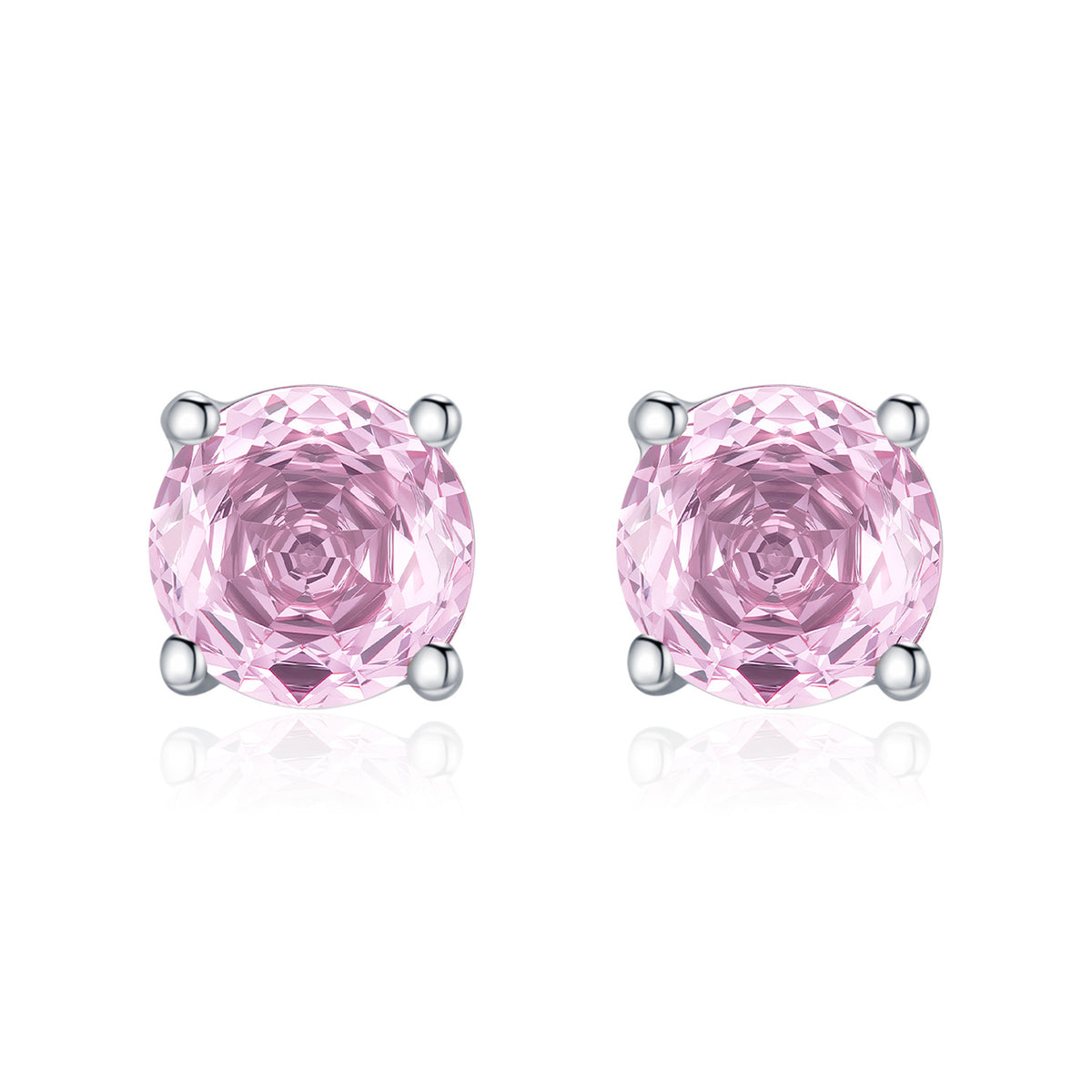 925 Sterling Silver Blush Pink Rose-Cut Zircon Stud Earrings