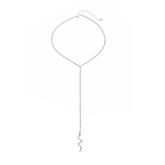 Snake Pendant Y-Shaped Tassel Necklace