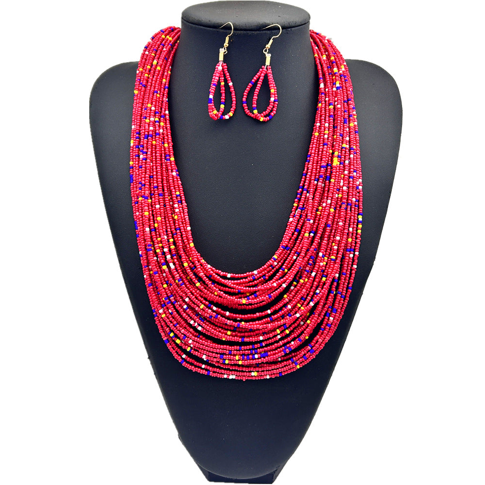 Layered Beaded Handmade Necklace with Retro Ethnic Flair