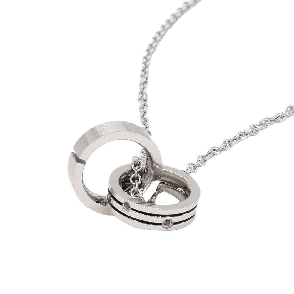 Double Ring Necklace For Women And Men Durable Stainless Steel Collarbone Jewelry Planderful Unisex Bold Statement