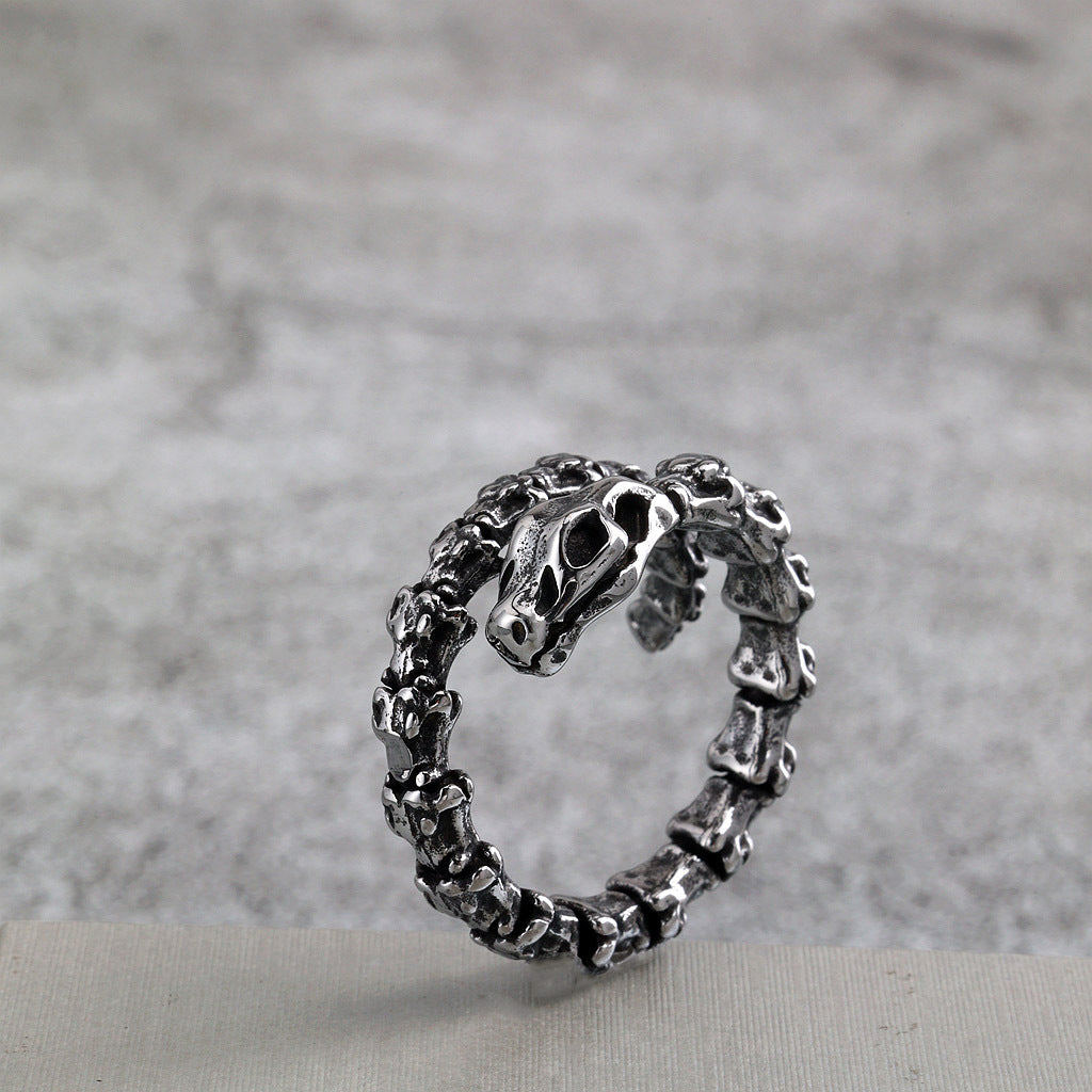 Vintage Viking Snake Stainless Steel Men's Ring