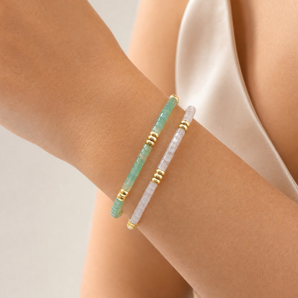 Natural Sea Powder Crystal Stainless Steel Bracelet Unisex