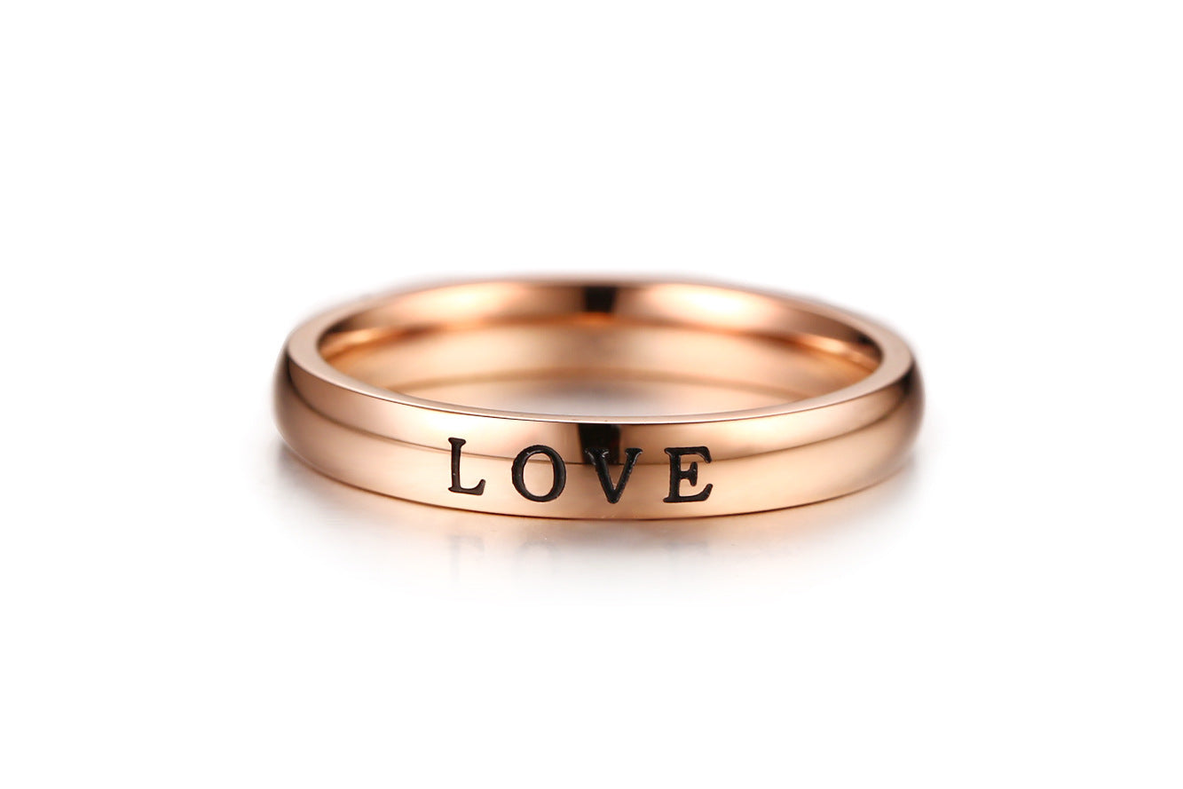 3MM Face Width 3 Colors Stainless Steel HOPE LOVE FAITH Women's Ring
