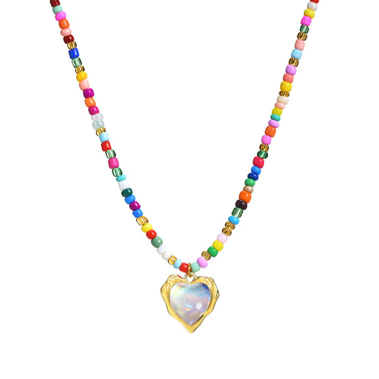 Stainless Steel Women's Niche Love Necklace Gold Heart Chain