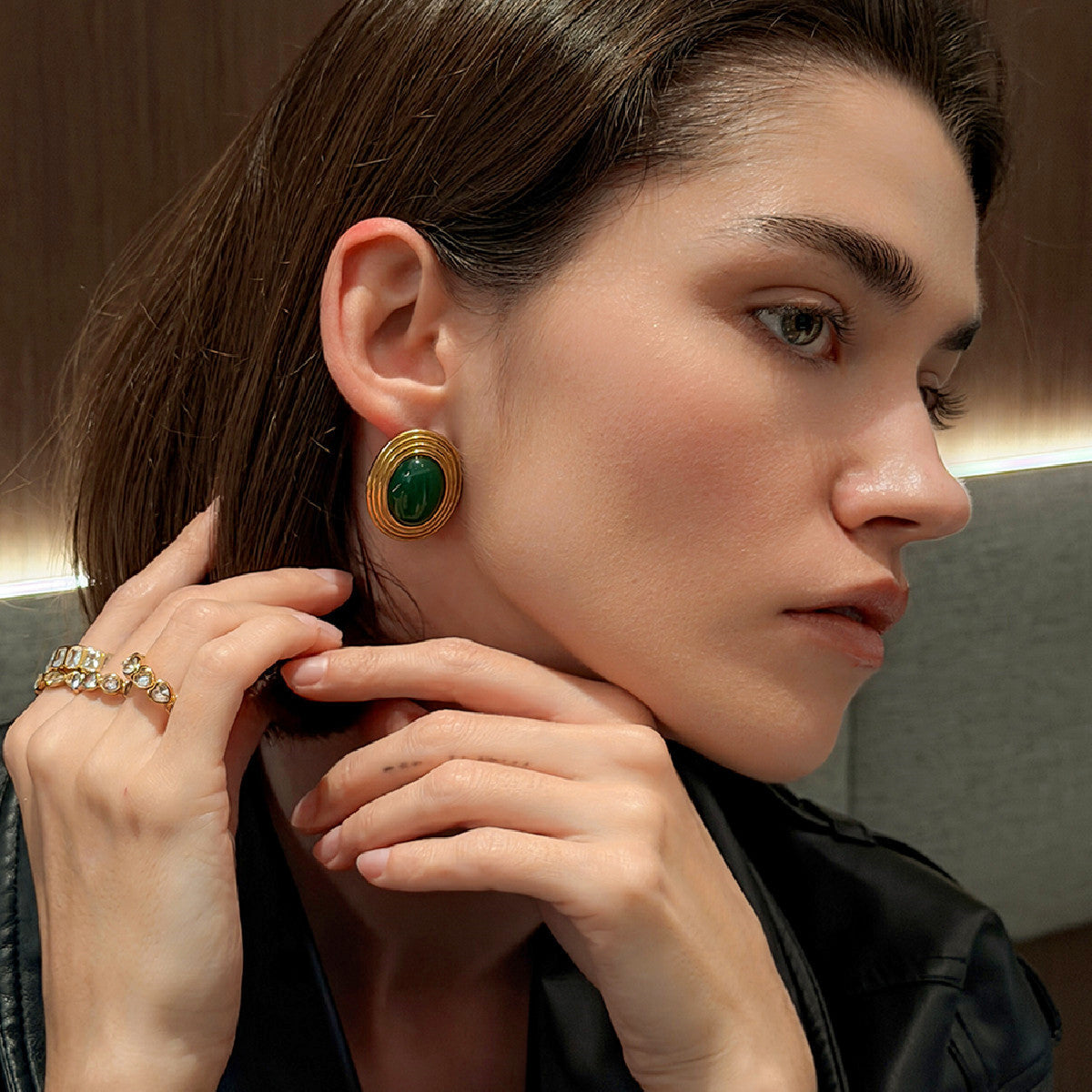 Planderful Earrings For Women Color Stone Oval Geometric