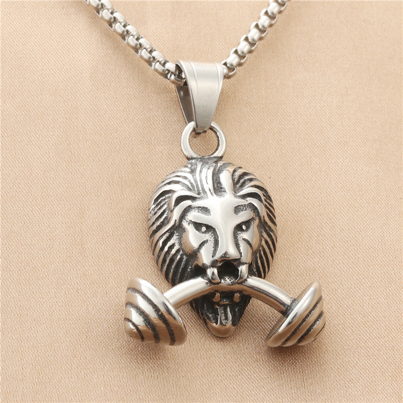 Titanium Steel Lion Pendant Necklace for Men - Retro Punk Style by Planderful