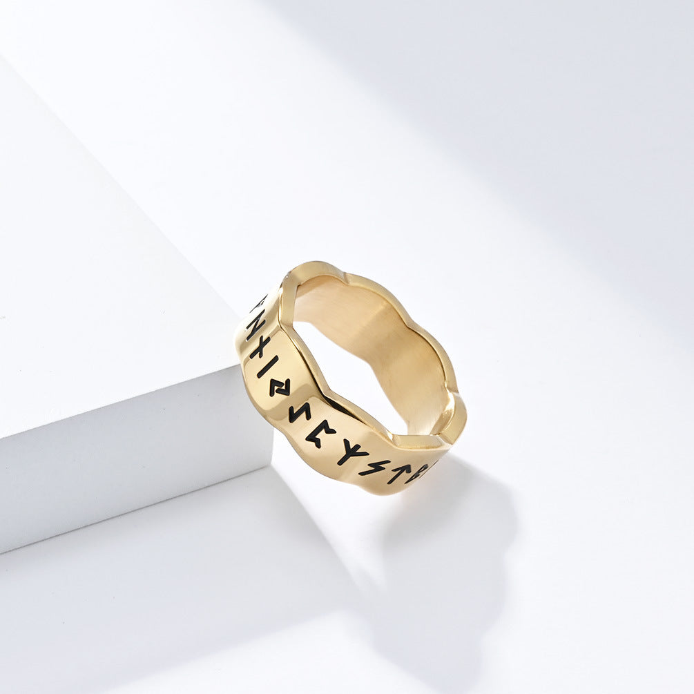 Planderful Viking Ring For Men Nordic Style Retro Titanium Steel Jewelry With Bold Cultural Appeal