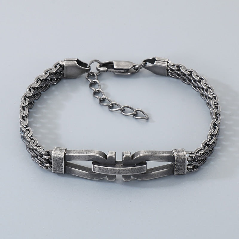 Style Adjustable Day Buckle Woven Bracelet – Daily Stainless Steel Cross Chain Men's