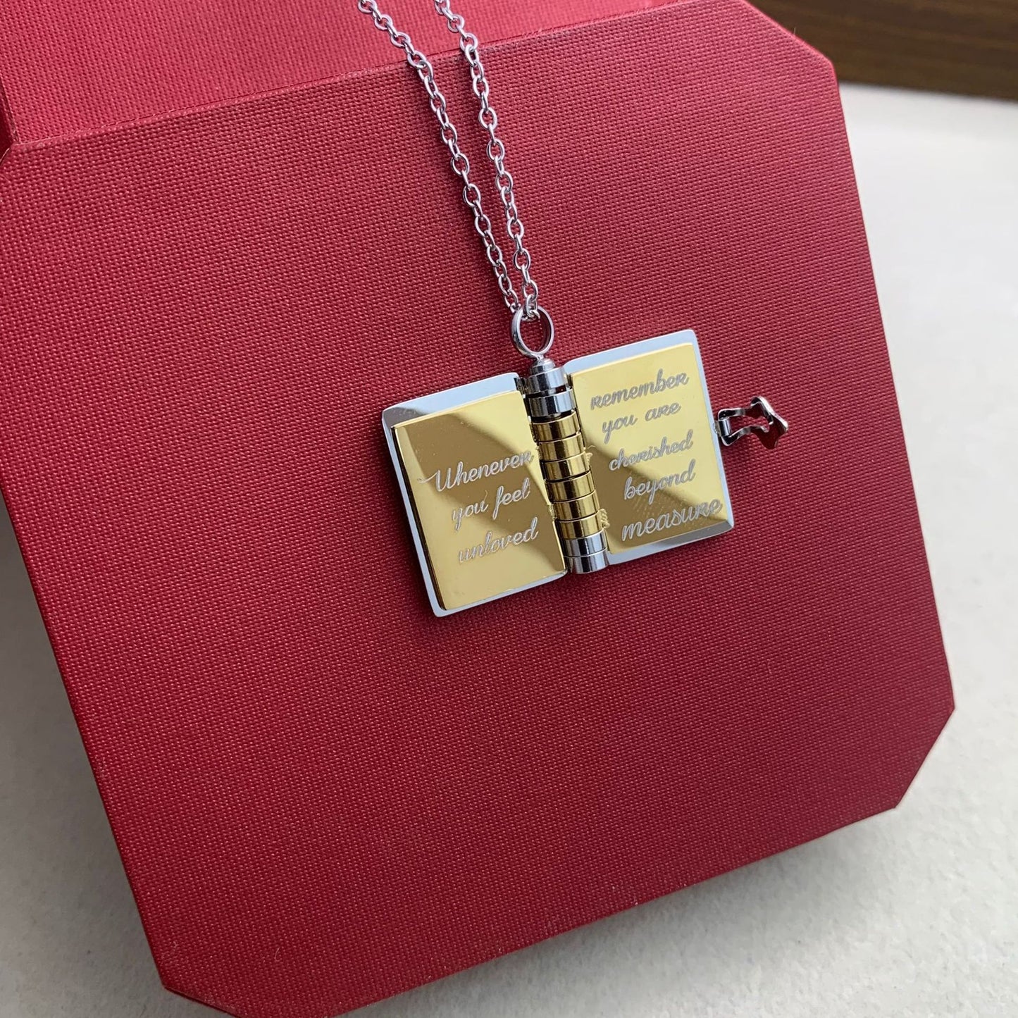 Planderful Jewelry Book Pendant Necklace In Steel