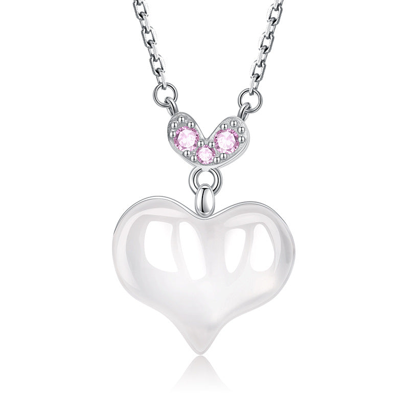 Sterling Silver White Chalcedony Necklace For Women By Planderful Everyday Genie Love Pendant Collarbone Chain