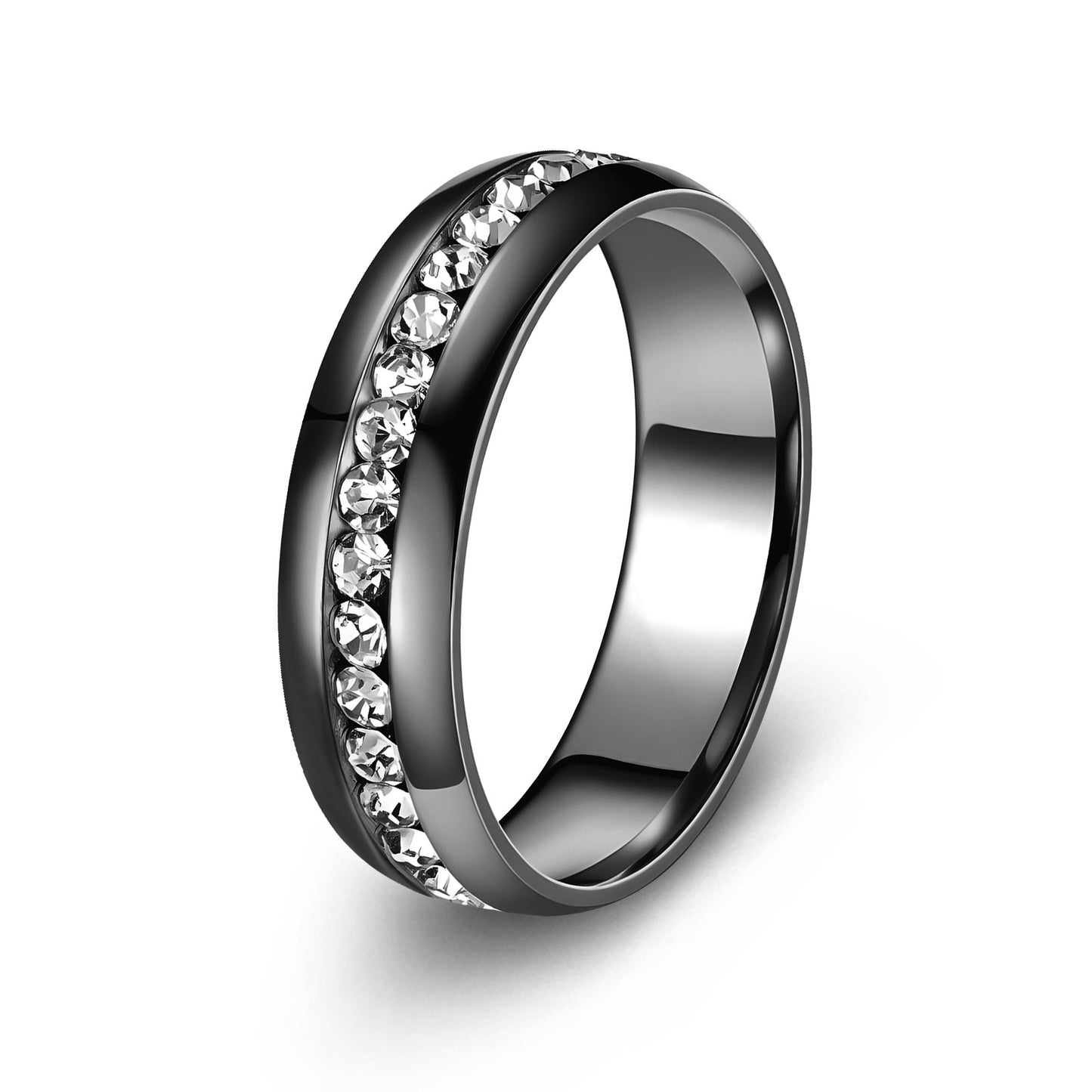 Planderful Everyday Genie Zircon Ring Stainless Steel Unisex Personalized Jewelry Single Row Inlaid Gems Gold Plated