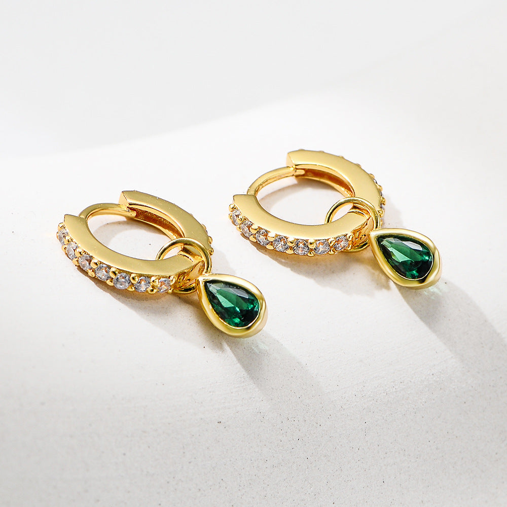 Planderful S925 Sterling Silver Geometric Luxurious Water Drop Zircon Earrings for Women