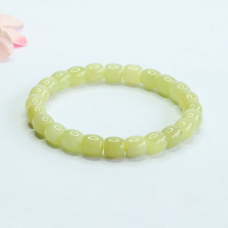 Yellow-Green Hetian Jade Straight-Cut Bracelet
