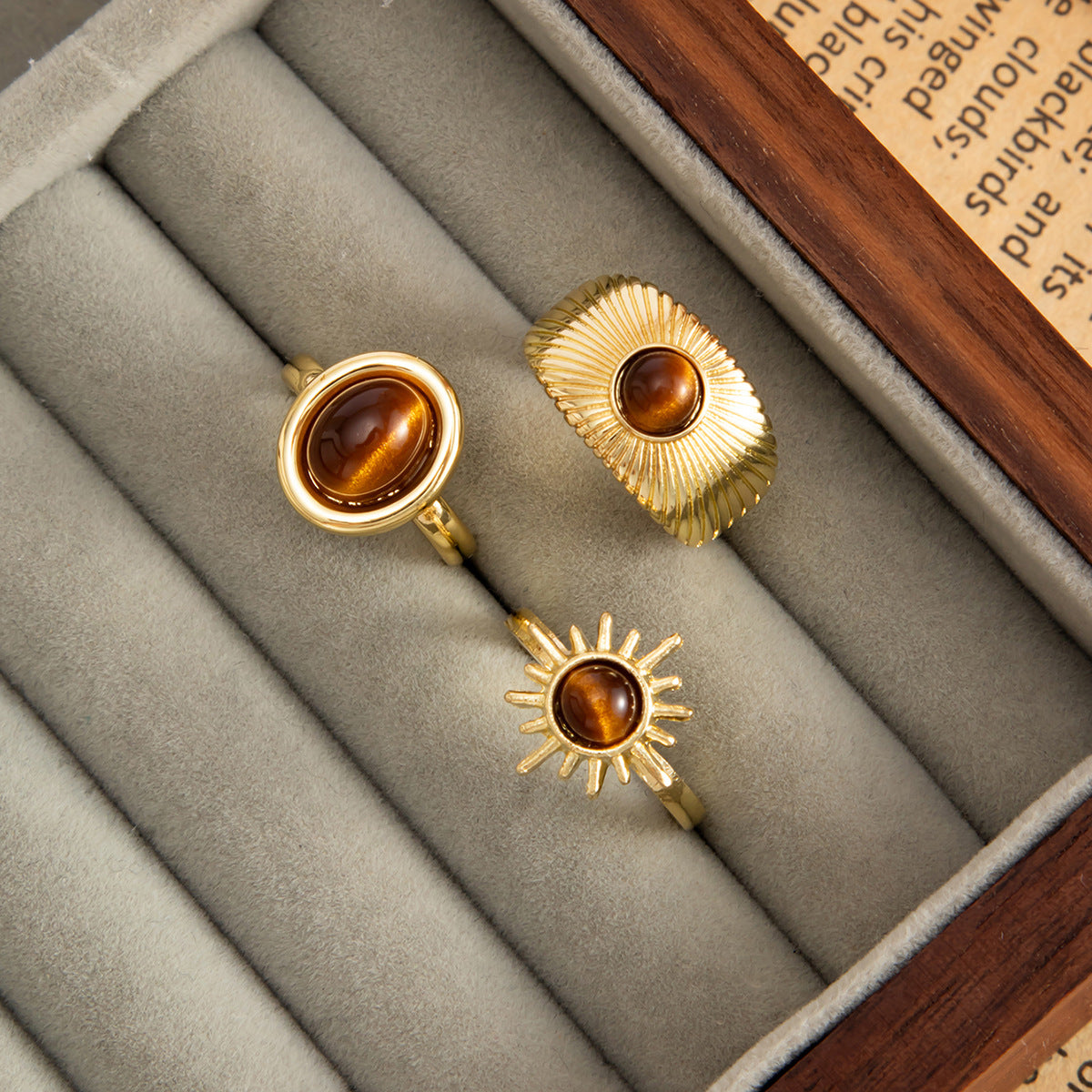 Tiger Eye Open Ring Planderful Collection Vienna Verve For Women Statement Lava Stone Jewelry