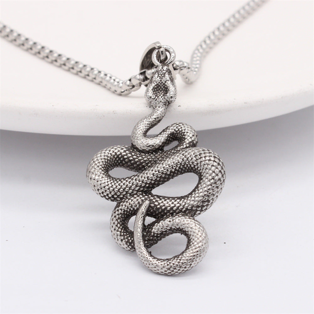 Planderful Everyday Genie Retro Snake Steel Pendant Unisex Protection Statement Jewelry