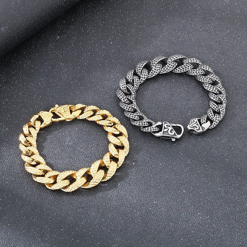 Planderful Mens Stainless Steel Cuban Chain Bracelet Beating