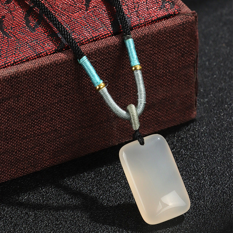 White Agate Peace Pendant Necklace