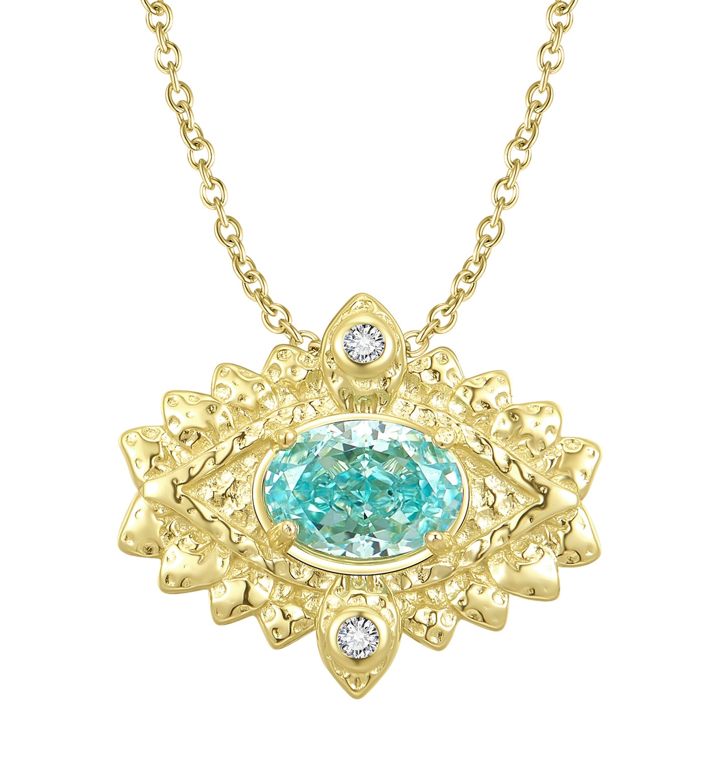 Planderful Creative Eye of Horus Necklace S925 Sterling Silver Plated 14k Gold Inlaid Ice Flower Cut High Carbon Zircon Sweater Chain