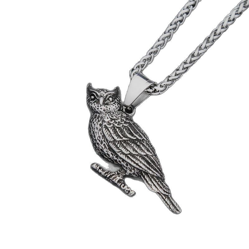 Punk Owl Stainless Steel Men's Pendant Necklace
