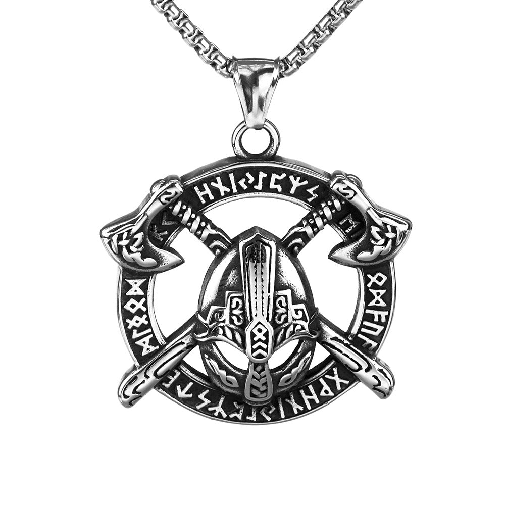 Nordic Stainless Steel Men's Personalized Viking Helmet Necklace