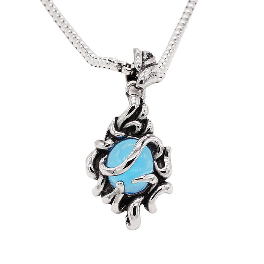 Planderful Titanium Steel Pendant For Men Unisex Retro Bluestone Flame Jewelry With Bold Statement