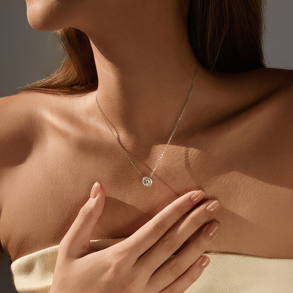925 Sterling Silver Round Moissanite Necklace
