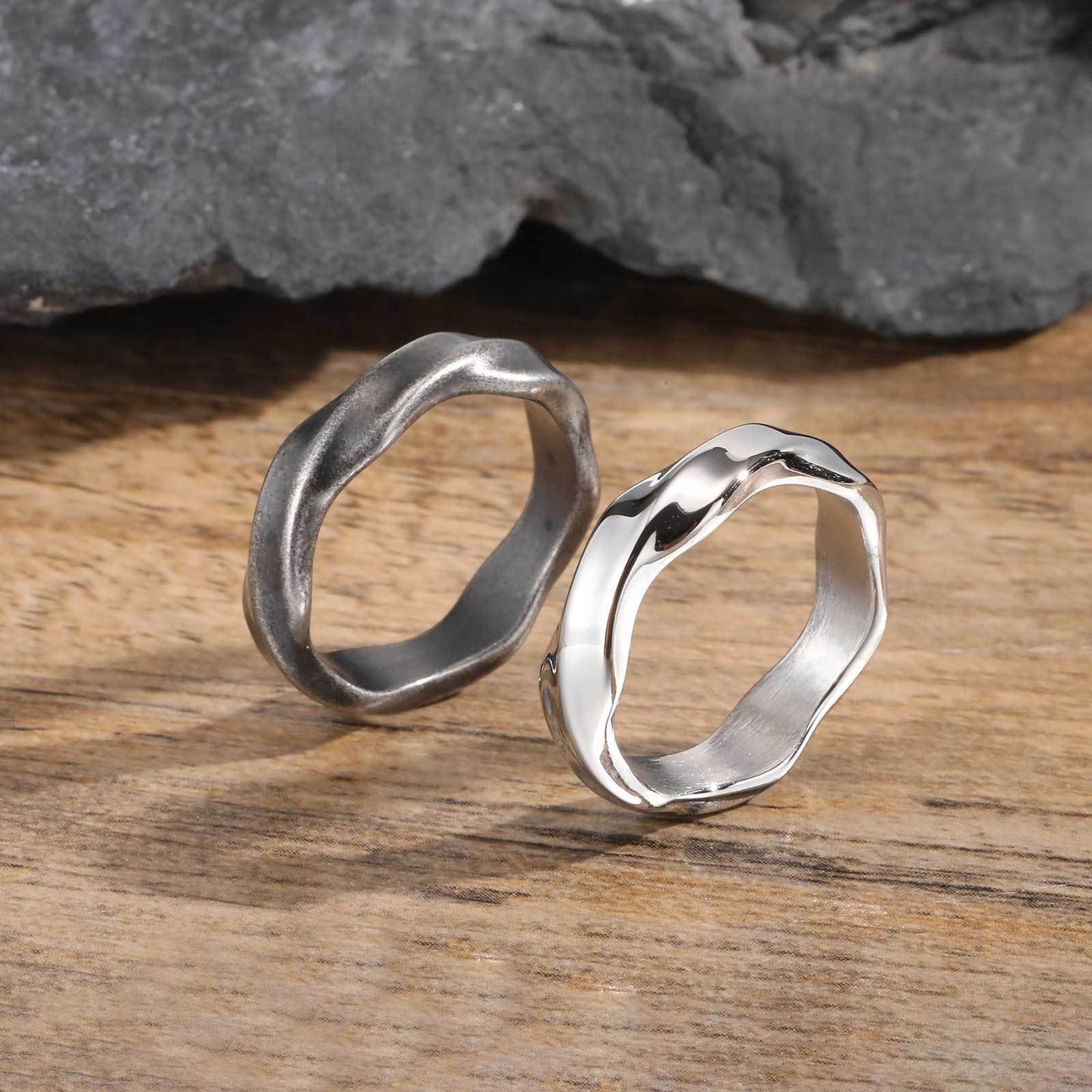 Men's Vintage Grey Stainless Steel Mobius Ring Jewelry
