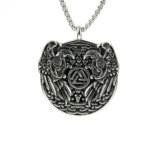 Nordic Retro Stainless Steel Men's Viking Pendant Necklace