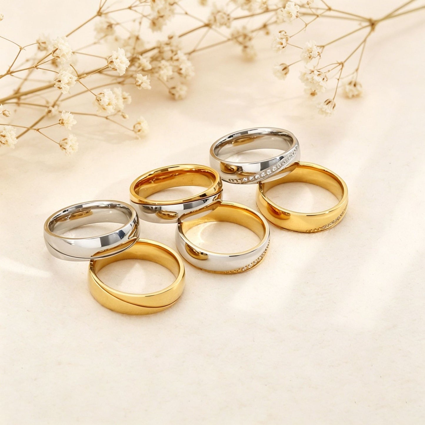 Japan And South Korea Men's And Women's Titanium Steel Rings, Zircon-Inlaid