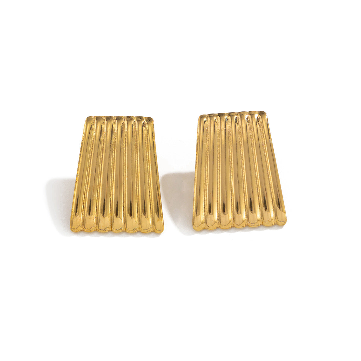 Planderful Stainless Steel Earrings With Glossy Vertical Pattern Geometric Texture For Modern Women