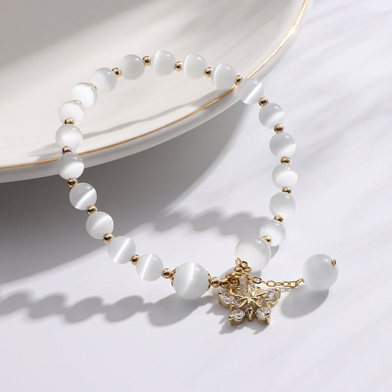 Snowflake Opal Sterling Silver Bracelet - Unique Design for Women