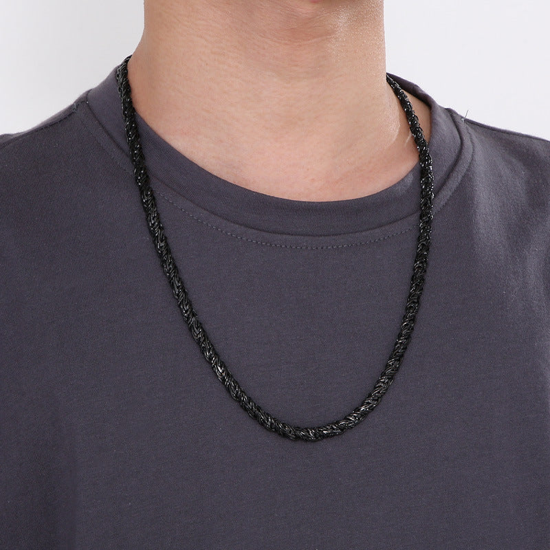 Hip Hop Stainless Steel Woven Twist Chain Necklace Male Titanium
