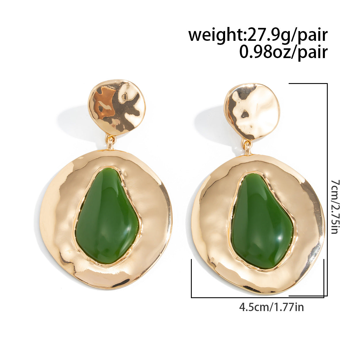 Planderful Gem Pendant Earrings Hong Kong Style Irregular Water Drop Retro Statement Jewelry For Fashionable Women