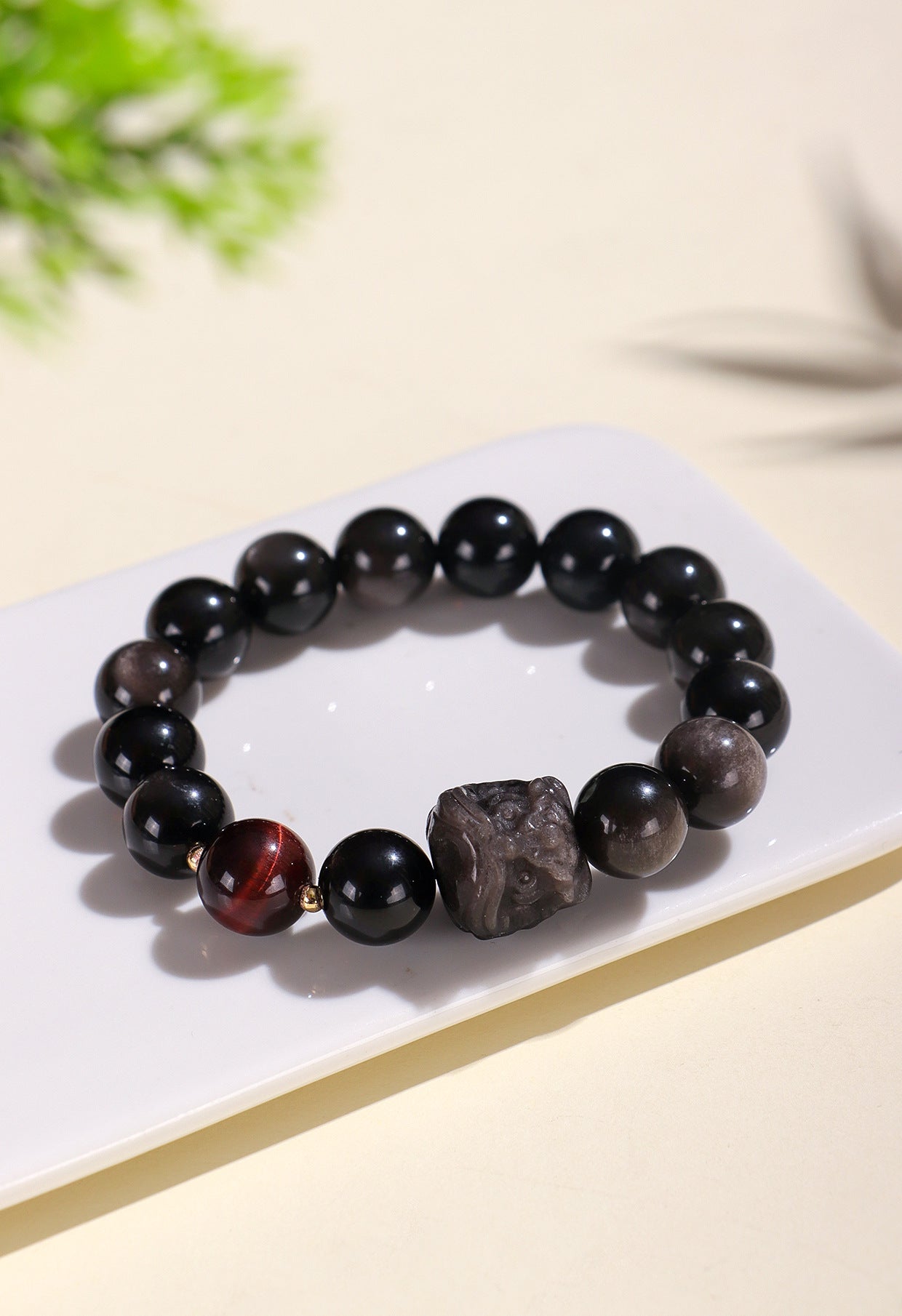 Planderful Fortune's Favor Bracelet – Unique Obsidian and Tiger Eye Design