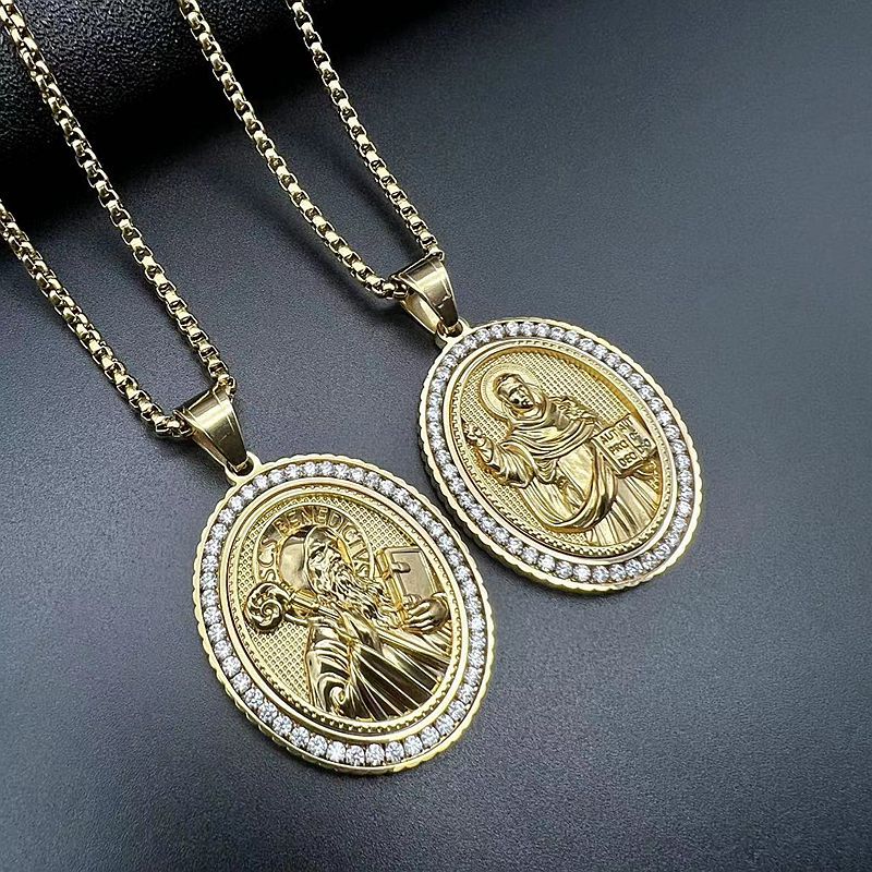 Zircon Pendant Necklace – Statement Religious Figure