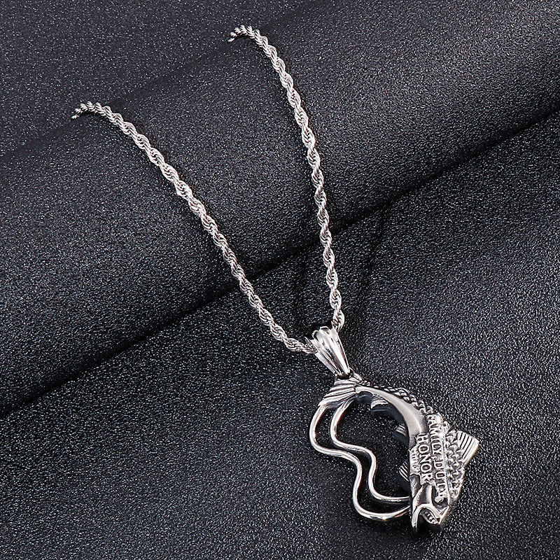 Bold Fish Men's Stainless Steel Pendant with a Touch of Retro Punk Flair