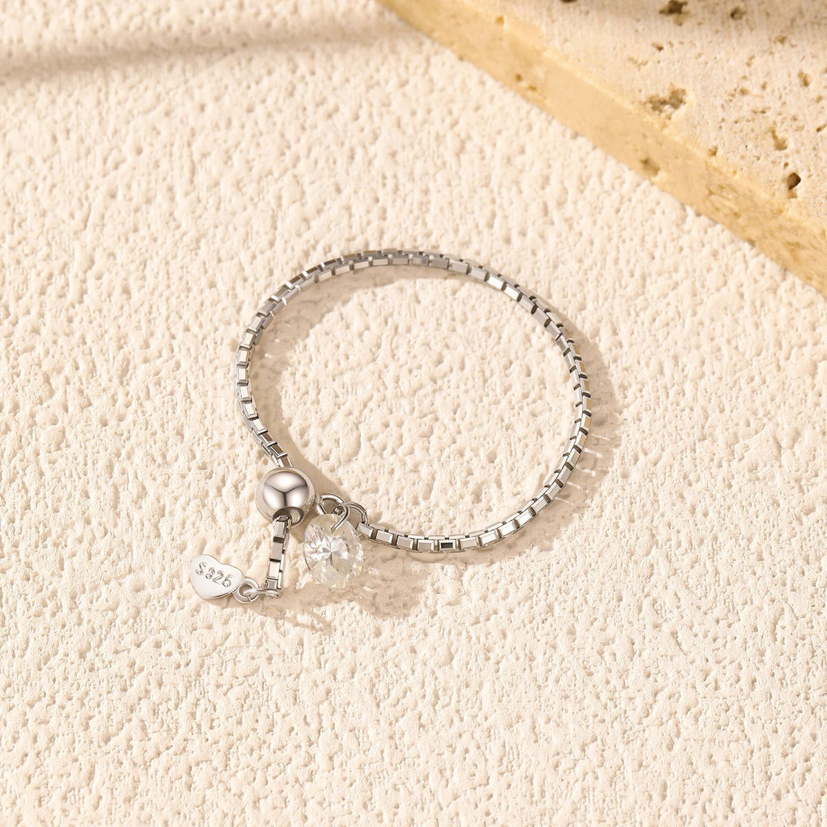 S925 Sterling Silver Adjustable Moissanite Ring